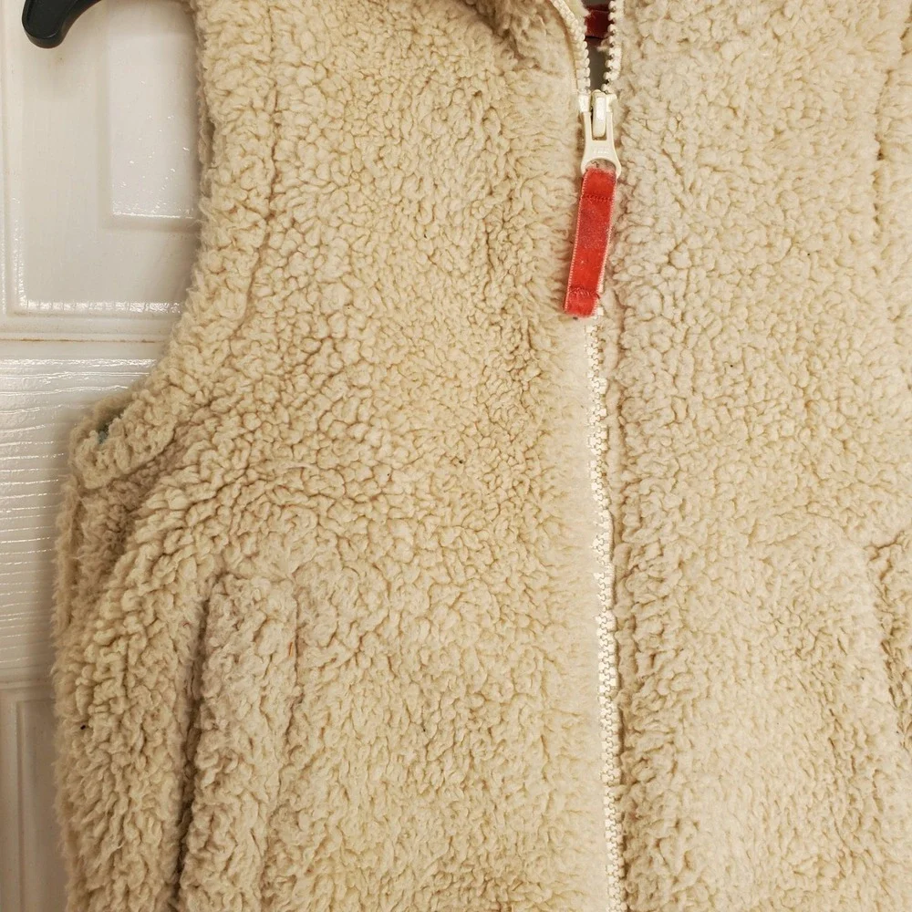 Mini Boden Sherpa Vest Cream‎ Fleece Hooded Striped Lining Cozy Layering 2-3Y